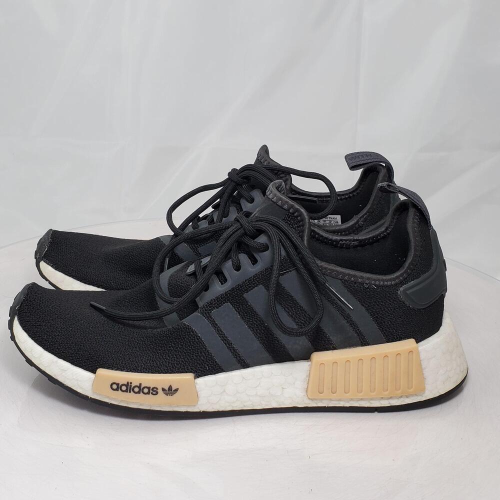 Adidas NMD_R1 Shoes Women 9 Black Mesh Boost Running Athletic Low Top Sneakers